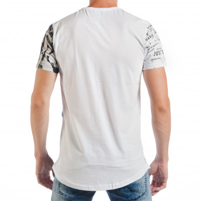 Мъжка тениска в бяло и черно удължен модел tsf250518-69 3