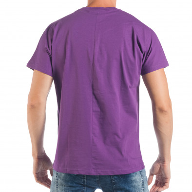 Лилава мъжка тениска с релефен папагал tsf250518-9 3
