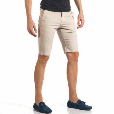 Мъжки бежови къси панталони изчистен модел it140317-161 4