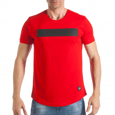 Мъжка червена тениска с гумиран надпис SAW tsf290318-33 2