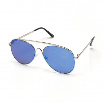 Пилотски сини слънчеви очила със сребриста рамка it250418-11 2
