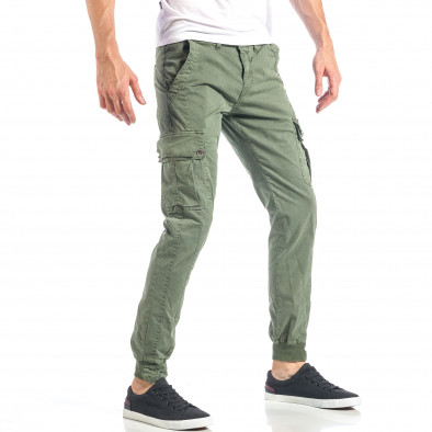 Зелен мъжки карго панталон с дрeбен десен it040518-19 4