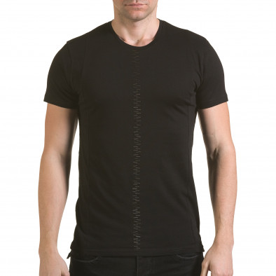 Мъжка черна тениска с метални детайли il170216-54 2