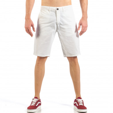 Мъжки бели къси панталони с италиански джобове it260318-136 2