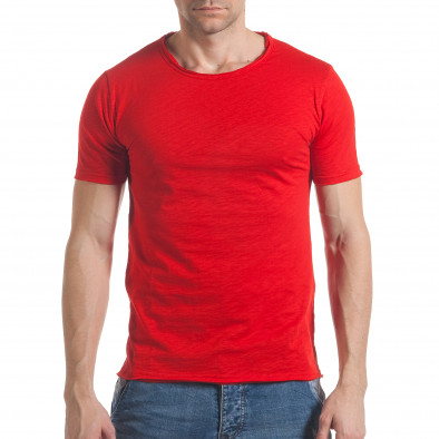 Мъжка червена тениска с обло деколте it030217-8 2