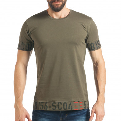 Мъжка зелена Slim fit тениска с щамповани цифри tsf020218-17 2