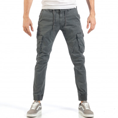 Мъжки сиви карго панталони с ластични маншети it260318-102 3
