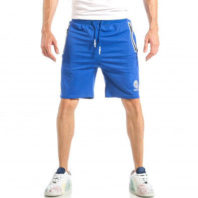 Мъжки сини шорти с ефектни ципове it040518-40 2