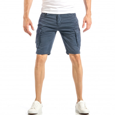 Мъжки сини къси панталони с карго джобове it040518-50 2