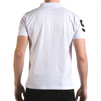 Мъжка бяла тениска с яка с релефен надпис Super FRK il170216-27 3