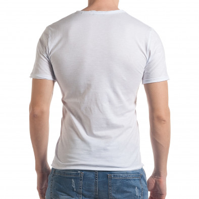 Мъжка бяла тениска с остро деколте it030217-15 3