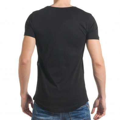 Мъжка черна тениска с релефен череп и звезди tsf060217-51 3