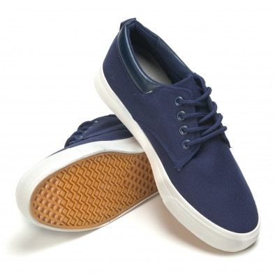 Мъжки спортни обувки тип кецове в синьо с бяла подметка it270416-5 4