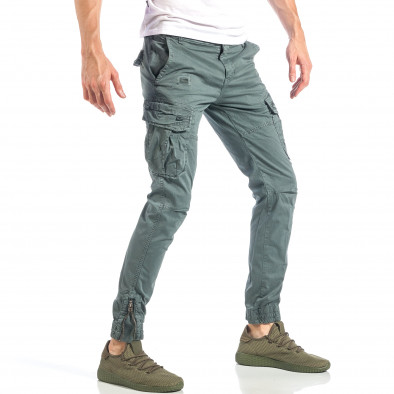 Мъжки сив карго панталон с кръпки it040518-24 4