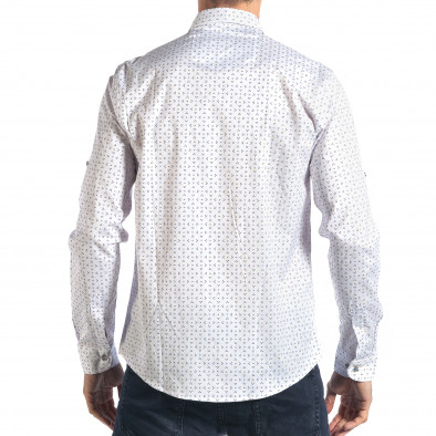 Мъжка бяла риза с принт на малки триъгълничета tsf270917-3 3