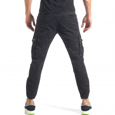 Мъжки черен карго панталон с ленти отстрани it290118-10 3