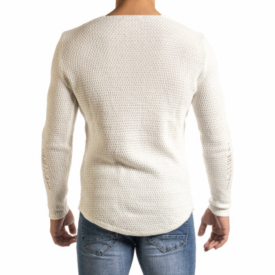 Мъжки бял пуловер структурирана плетка it301020-24 3