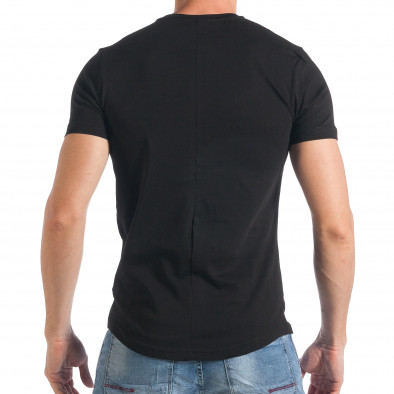 Мъжка черна тениска с принт в златна рамка tsf290318-56 3