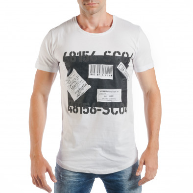 Мъжка бяла тениска с ефектни апликации tsf250518-62 2