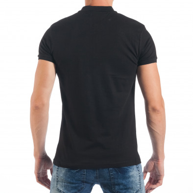 Черна мъжка тениска пике с изцапан ефект tsf250518-49 3
