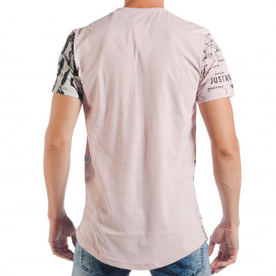 Мъжка тениска в розово и черно удължен модел tsf250518-70 4