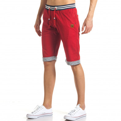 Мъжки червени къси панталони с връзки на кръста it140317-129 4