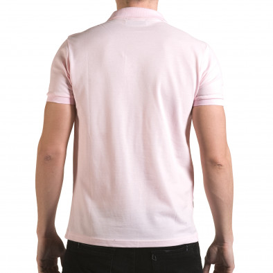 Мъжка розова тениска с яка с надпис Franklin NYC Athletic il170216-36 3