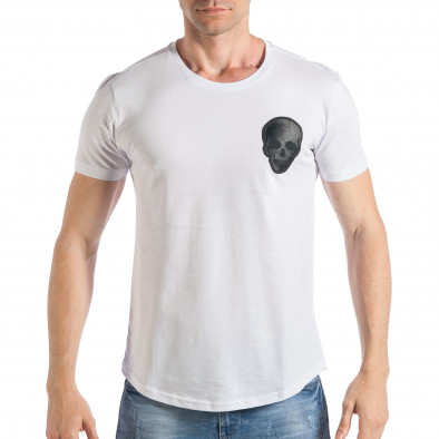 Мъжка бяла тениска с щампа Skull tsf290318-39 2
