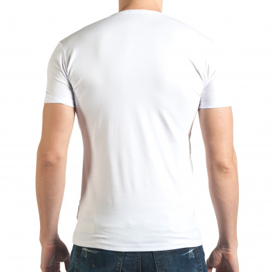 Бяла мъжка тениска с метални капси отпред il140416-67 3