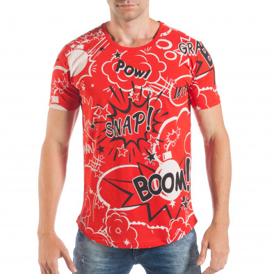 Червена мъжка тениска с комикс надписи tsf250518-15 3