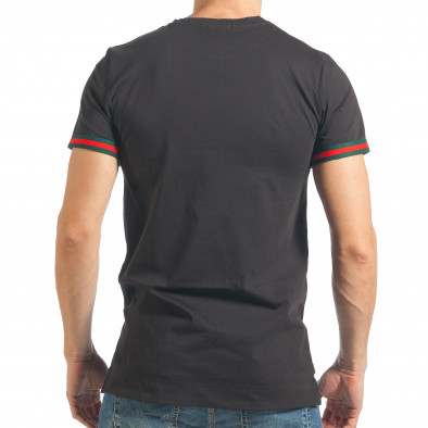 Мъжка черна тениска с двуцветни ленти it290118-108 3