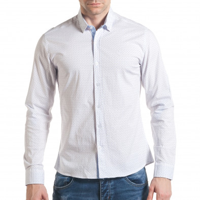 Мъжка бяла риза с черни и сини плюсчета tsf070217-5 2
