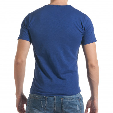 Мъжка синя тениска с остро деколте it030217-14 3