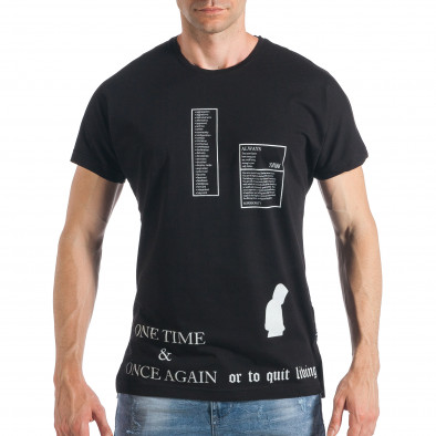 Мъжка черна тениска с надписи и списък Superiority tsf290318-57 2