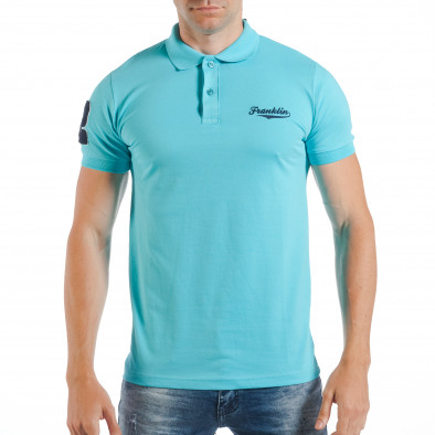 Синя мъжка тениска тип поло шърт с номер 32 tsf250518-41 3