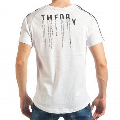Мъжка бяла тениска Slim fit с декоративни ципове tsf020218-41 3