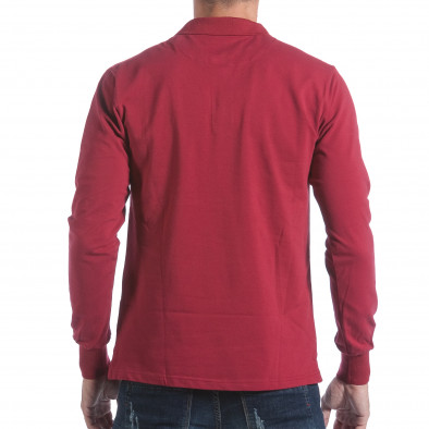 Мъжка червена блуза с яка с лого на гърдите it160817-88 3