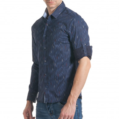 Мъжка синя риза с вертикален принт tsf070217-9 4