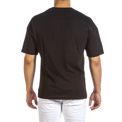 Черна мъжка тениска с колоритен принт it240621-10 3
