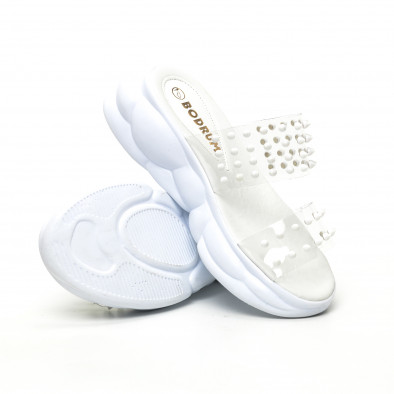 Дамски прозрачни чехли бели шипове tr180320-8 4