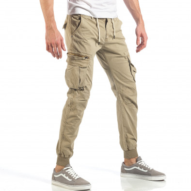 Мъжки бежови карго панталони с цип it260318-101 3