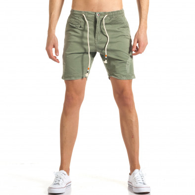 Мъжки зелени къси панталони с леко смъкнато дъно it140317-134 2