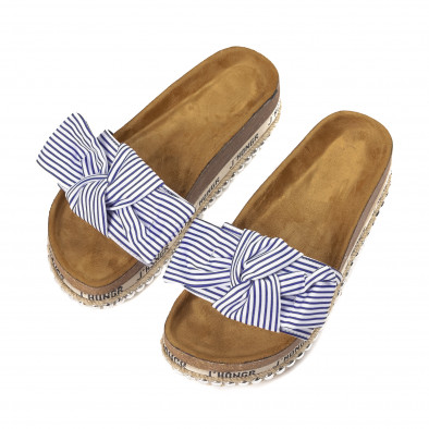 Дамски чехли в синьо и бяло it010618-2 3