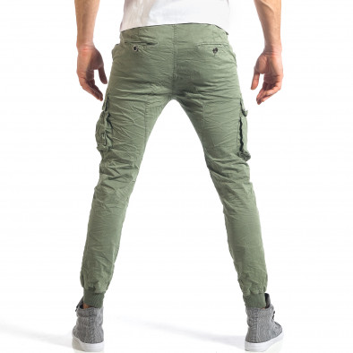 Мъжки зелен карго панталон с джобове с копчета на крачолите it290118-1 4