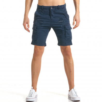 Мъжки сини къси панталони с джобове на крачолите it140317-141 2