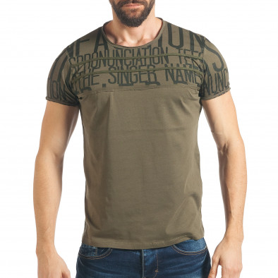 Мъжка зелена тениска с пришити връзки tsf020218-63 2