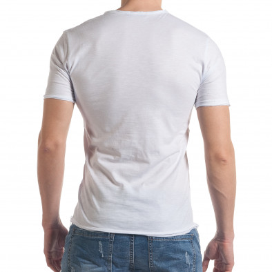 Мъжка бяла тениска с обло деколте it030217-6 3