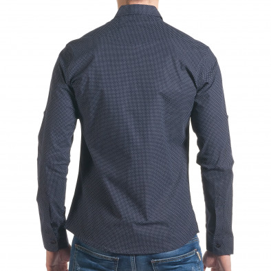 Мъжка синя риза с контрастен принт tsf070217-12 3