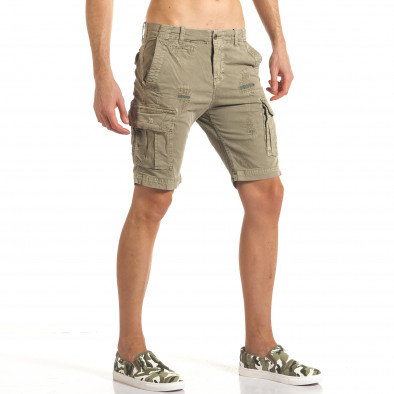 Мъжки зелени къси панталони с джобове на крачолите it140317-140 4
