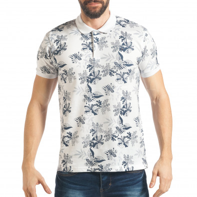 Мъжка бяла тениска с флорална щампа tsf020218-54 2